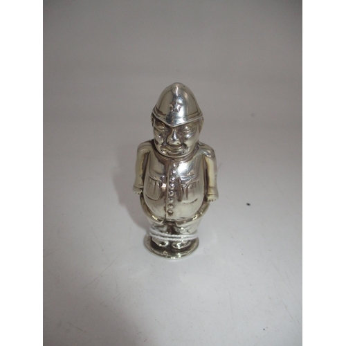 570 - Silver Pin Cushion Shaped as a Policeman, marks unclear, possibly Edwardian