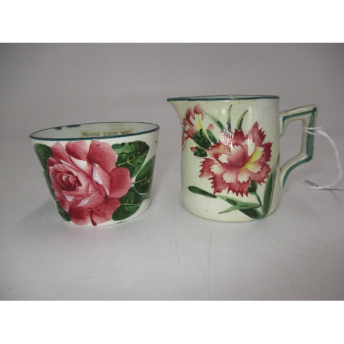 595 - Wemyss Rose Sugar Bowl and a Small Floral Jug