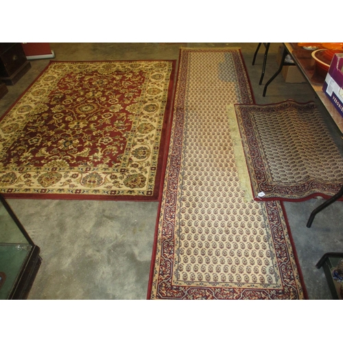 600 - Traditional Border Pattern Runner and 2 Rugs