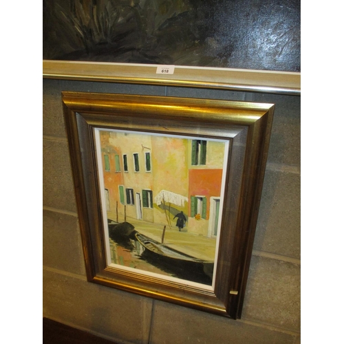 619 - E L Manton, Oil Painting, Venetian Scene, 40x30cm