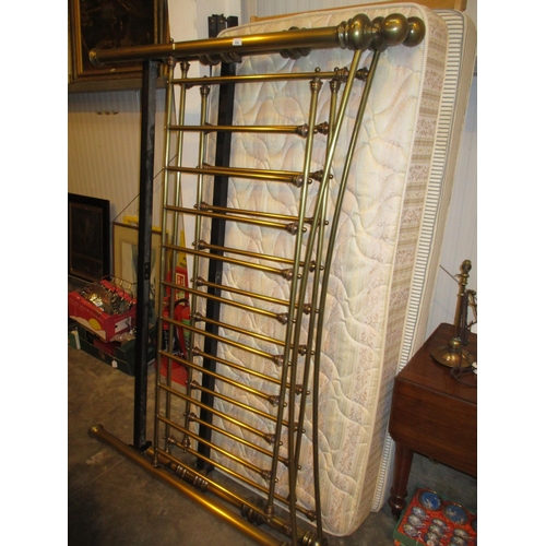 635 - 6ft Brass Bedstead with Base and Mattresses