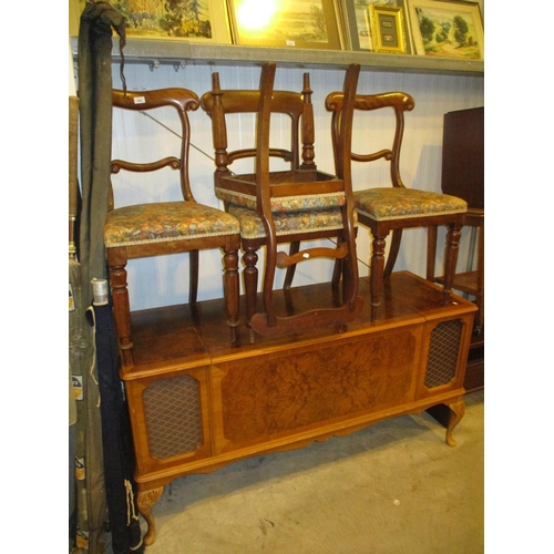 642 - Set of 4 Victorian Chairs and a Walnut Cabinet