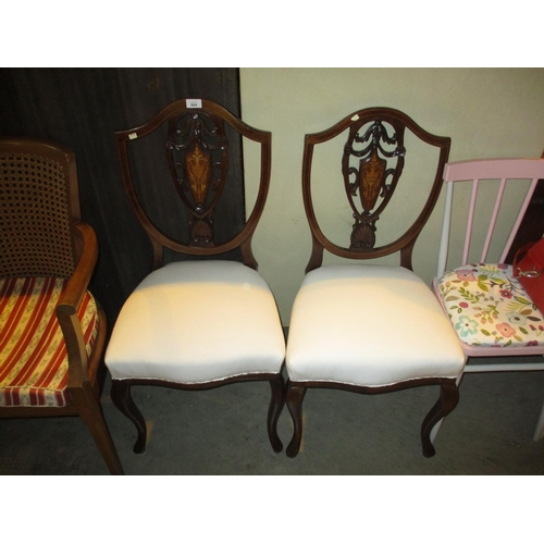 664 - Pair of Edwardian Inlaid Mahogany Occasional Chairs