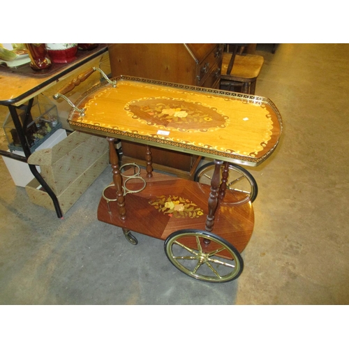 677 - Floral Inlaid Cocktail Trolley