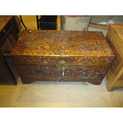 Chinese Carved Camphor Blanket Box