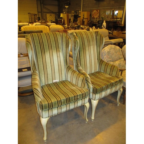 690 - Pair of French Style Wing Back Chairs