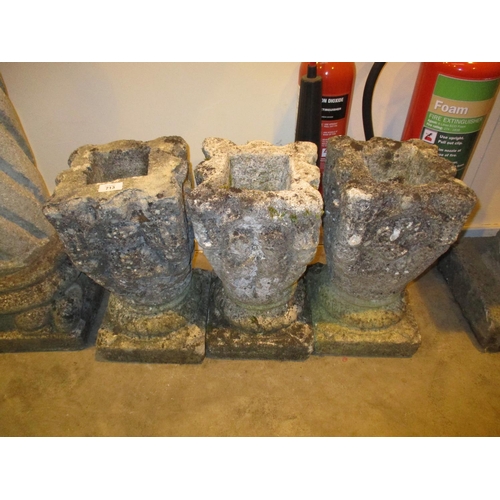 713 - Three Small Cast Stone Urns