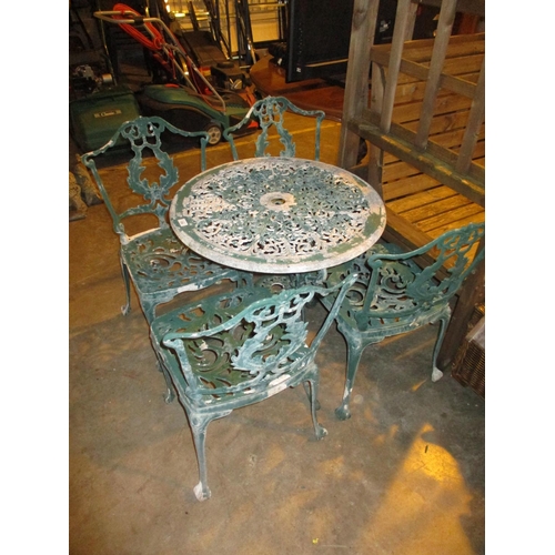 728 - Cast Metal Garden Table with 4 Chairs