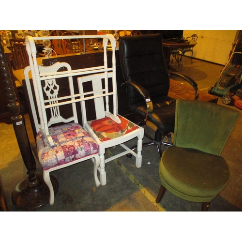 761 - Desk Chair, 3 Occasional Chairs and a Towel Rail