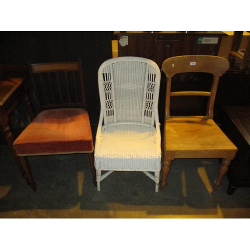 769 - Victorian Kitchen Chair, Wicker Chair and an Inlaid Chair