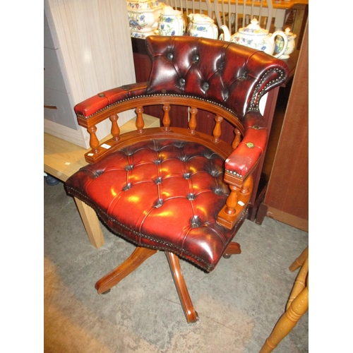 774 - Burgundy Leather Captains Desk Chair