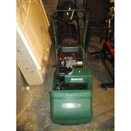 780 - Qualcast Classic Petrol 355 Cylinder Mower with Scarifier Attachment