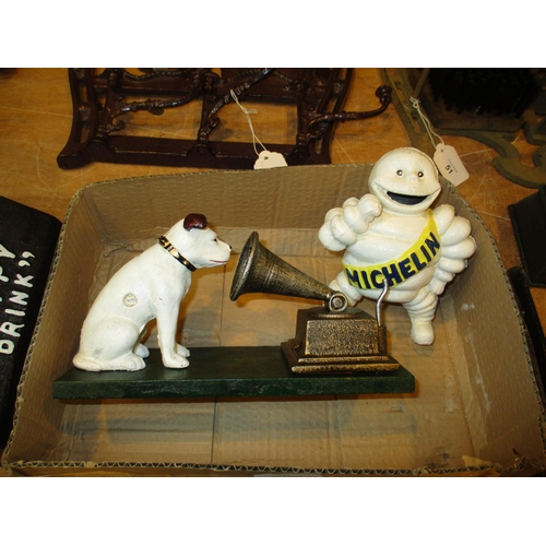 53 - Dog with HMV Gramophone with Small Michelin Man Figures