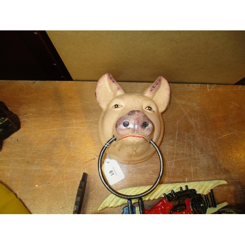 61 - Pig Head with Metal Ring