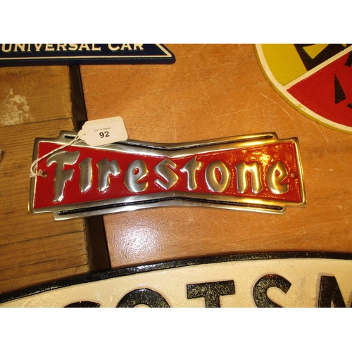 92 - Aluminium Firestone Sign