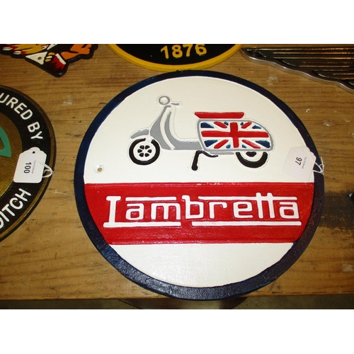 97 - Round Lambretta Wall Plaque