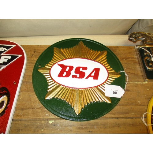 98 - BSA Motorcycle Plaque