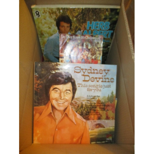 135 - Box of LPs and 45s including Sydney Devine, Christmas, Herp Alpert