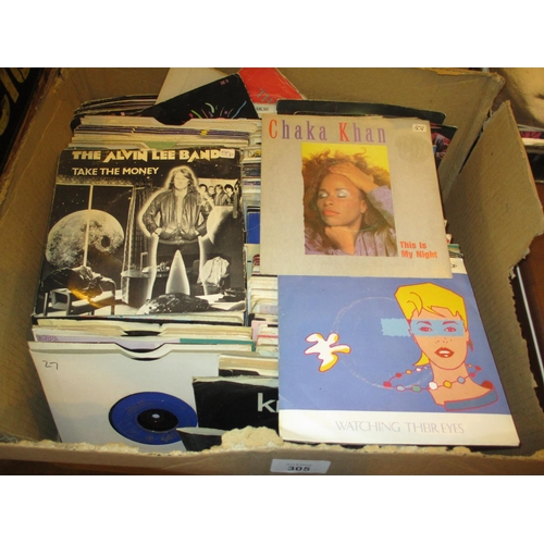 305 - Box of 45s including Chaka Khan, Kissing The Pink, The Alvin Lee Band