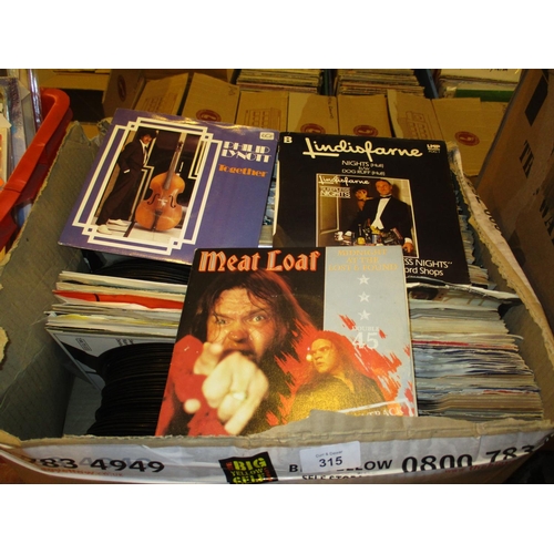 315 - Box of 45s including Philip Lynott, Lindisfarne, Meat Loaf