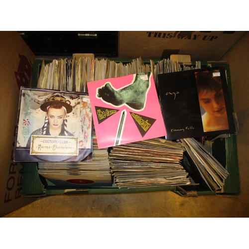 395 - Box of 45s including Culture Club, The Farm, Enya