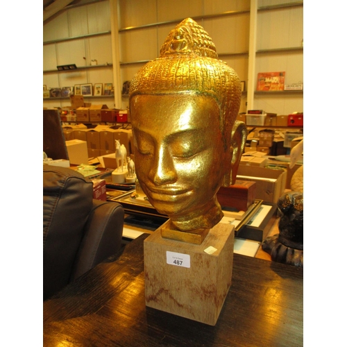 487 - Gilded Buddha Head, 44cm