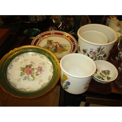 518 - Three Portmeirion Jardinières and Small Bowl along with Two Victorian Continental Dishes