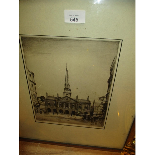 545 - Martin Johnston Etching of The Old Town House Dundee, along with Various Other Pictures