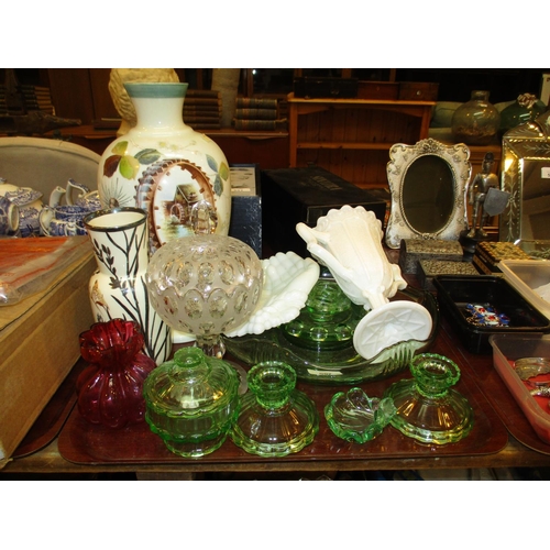 552 - Victorian Hand Painted Glass Vase and Other Glasswares