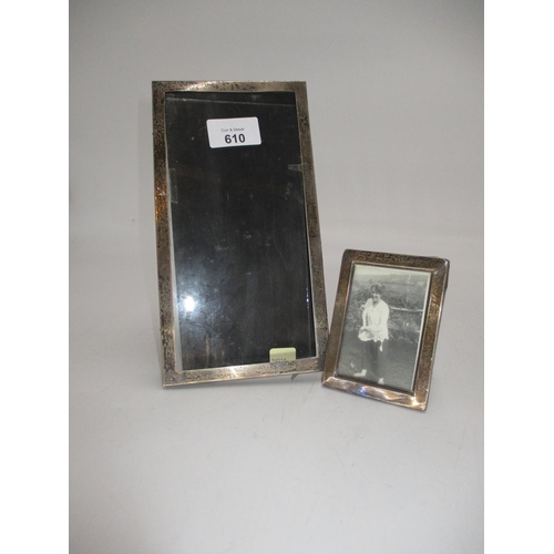 610 - Two Silver Photograph Frames, Birmingham 1924, Chester 1921