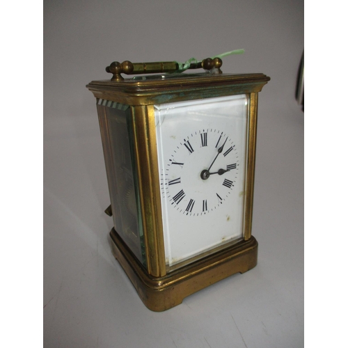 612 - Brass and Bevelled Glass Carriage Clock