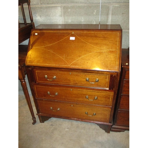 923 - Edwardian Inlaid Mahogany Bureau, 76cm