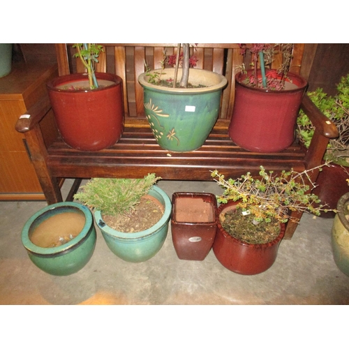 120 - Seven Glazed Garden Pots