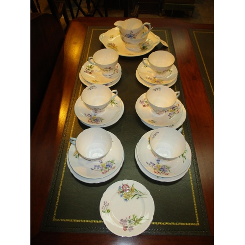 131 - Shelley Wild Flowers Tea Set, 13668, 22 pieces