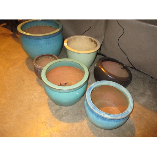 146 - Six Glazed Garden Pots