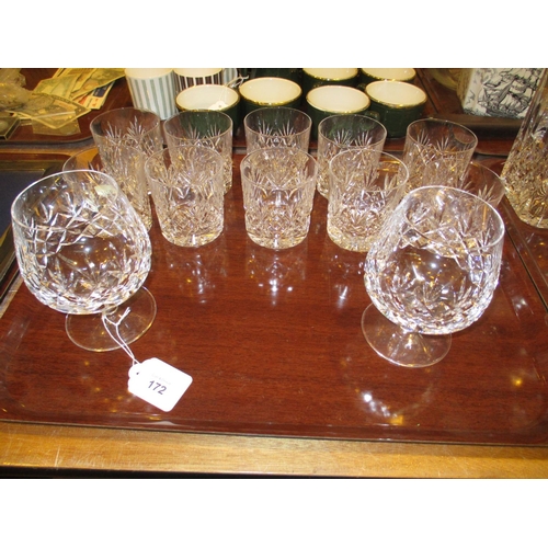 172 - Set of 10 Crystal Whisky Tumblers and 2 Brandy Goblets