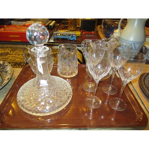 76 - Crystal Ships Decanter, 4 Jugs and 4 Wine Goblets