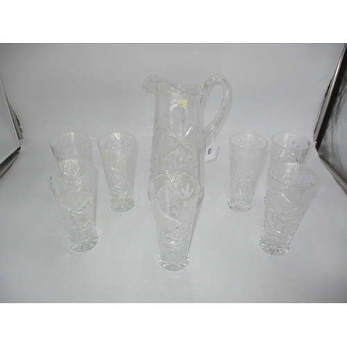 228 - Crystal Water Jug with 7 Matching Tumblers