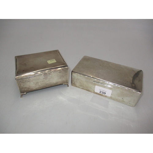 230 - Two Silver Cigarette Boxes, Birmingham 1947 and 1939