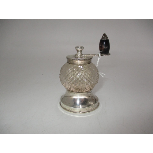 237 - Silver and Cut Glass Thistle Shape Pepper Grinder, Birmingham 1935, by JG & S