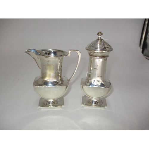 276 - WITHDRAWN FROM SALE Silver Sugar Caster and Cream Jug, Birmingham 1934, Maker WWC, 264g