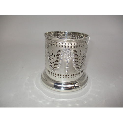 277 - WITHDRAWN FROM SALE Silver and Wood Wine Bottle Coaster having Embossed and Pierced Decoration, Ches... 