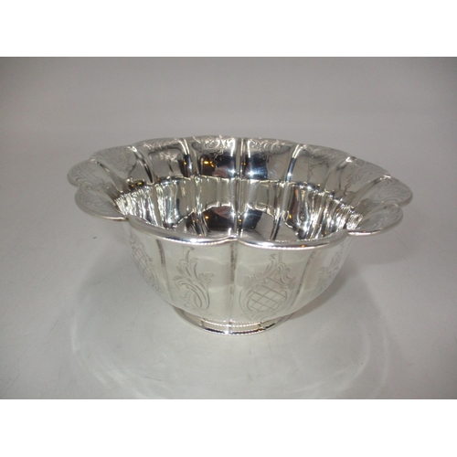 279 - WITHDRAWN FROM SALE Victorian Silver Bowl having a Scalloped Rim and Engraved Decoration, London 184... 