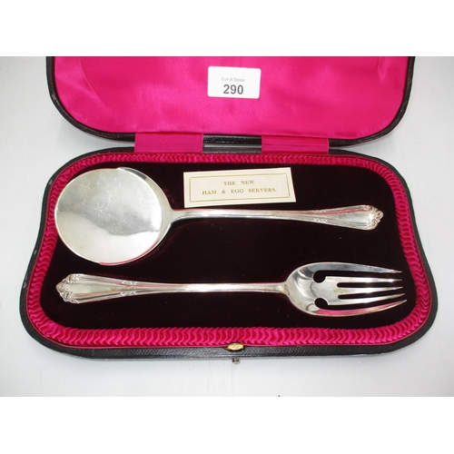 290 - WITHDRAWN FROM SALE Cased Silver Ham and Egg Servers, London 1911, Maker GJ DF, 136g