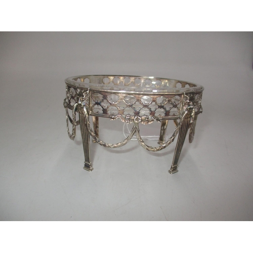 294 - WITHDRAWN FROM SALE Silver and Glass Butter Dish Decorated with Swags and Bows, Sheffield Date Lette... 