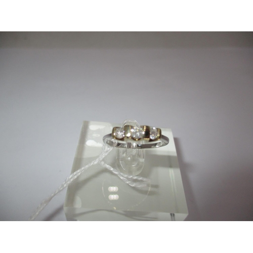 313 - Not Hallmarked 3 Stone Diamond Ring, Size L, 1.8g