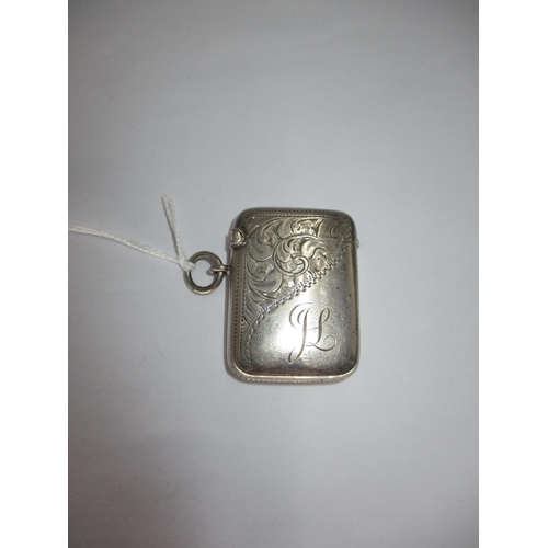 324 - Engraved Silver Vesta Case, Birmingham 1905