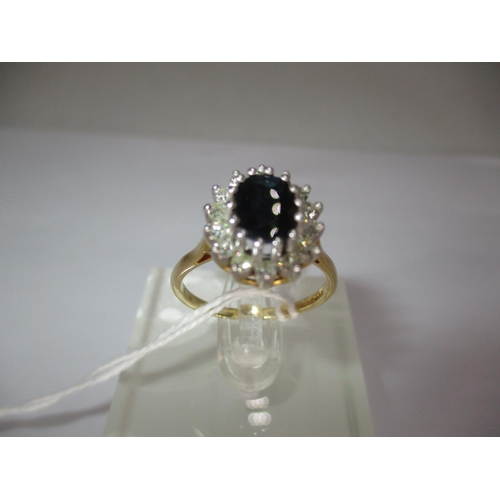 338 - 18ct Gold Sapphire and Diamond Cluster Ring, Size Q, 5g