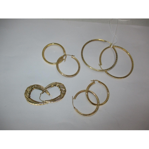 344 - Four Pairs of 9ct Gold Earrings, 11.8g