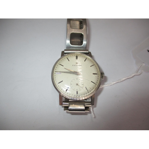 364 - Zenith 1950s Stainless Steel Wristwatch with Subsidiary Seconds Dial, in original box